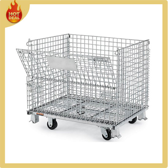 Warehouse Metal Folding Storage Wire Mesh Cage Container